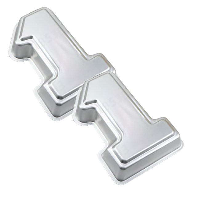 Oleegame 2PC Cookie Mold First Birthday Cake Pan Kids 3D Number One Cake DIY Decorating Tool Silver