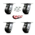 thumbnail image 2 of 4 Inch Rubber on Aluminum Caster Set with Ball Bearings and Swivel Locks SCC, 2 of 2