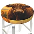 thumbnail image 3 of Balery Sunset Sunflower Cow A Fundas de asiento para taburete de bar redondo de tela de terciopelo ajustables que protegen de arañazos y manchas para sillas de 14 a 17 pulgadas.-12 inch, 3 of 7
