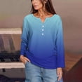 thumbnail image 2 of HVOBTTY Womens Long Sleeve Pullover T Shirt, Fall Tops for Women, Women's Casual Fashion Soft Gradient Print V Neck Daily Wear Pullover Top Blue, XXXL, 2 of 5
