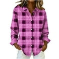 thumbnail image 2 of FDGIU Women's Fall Plaid Blouse‌ - Button-Down Long Sleeve Loose Fit Casual for Office & Outdoor, 2 of 3