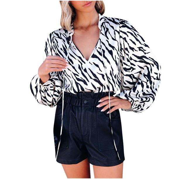 Jersey de manga larga con estampado de cordón para mujer con cuello en V Fridja hj4307