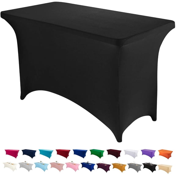 4-foot elastic rectangular stretchable tablecloth (black, 4 feet)