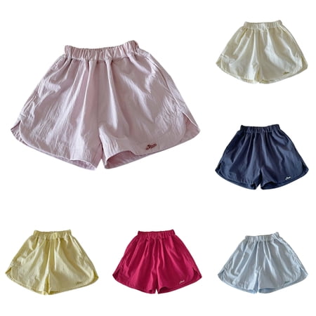 WDDDD Girls A Line Wide Elastic Comfortable Outdoor Daily Shorts Pink 7-8 Years