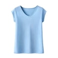thumbnail image 5 of Nlife Women V Neck Cap Sleeve Basic T-Shirt, 5 of 5