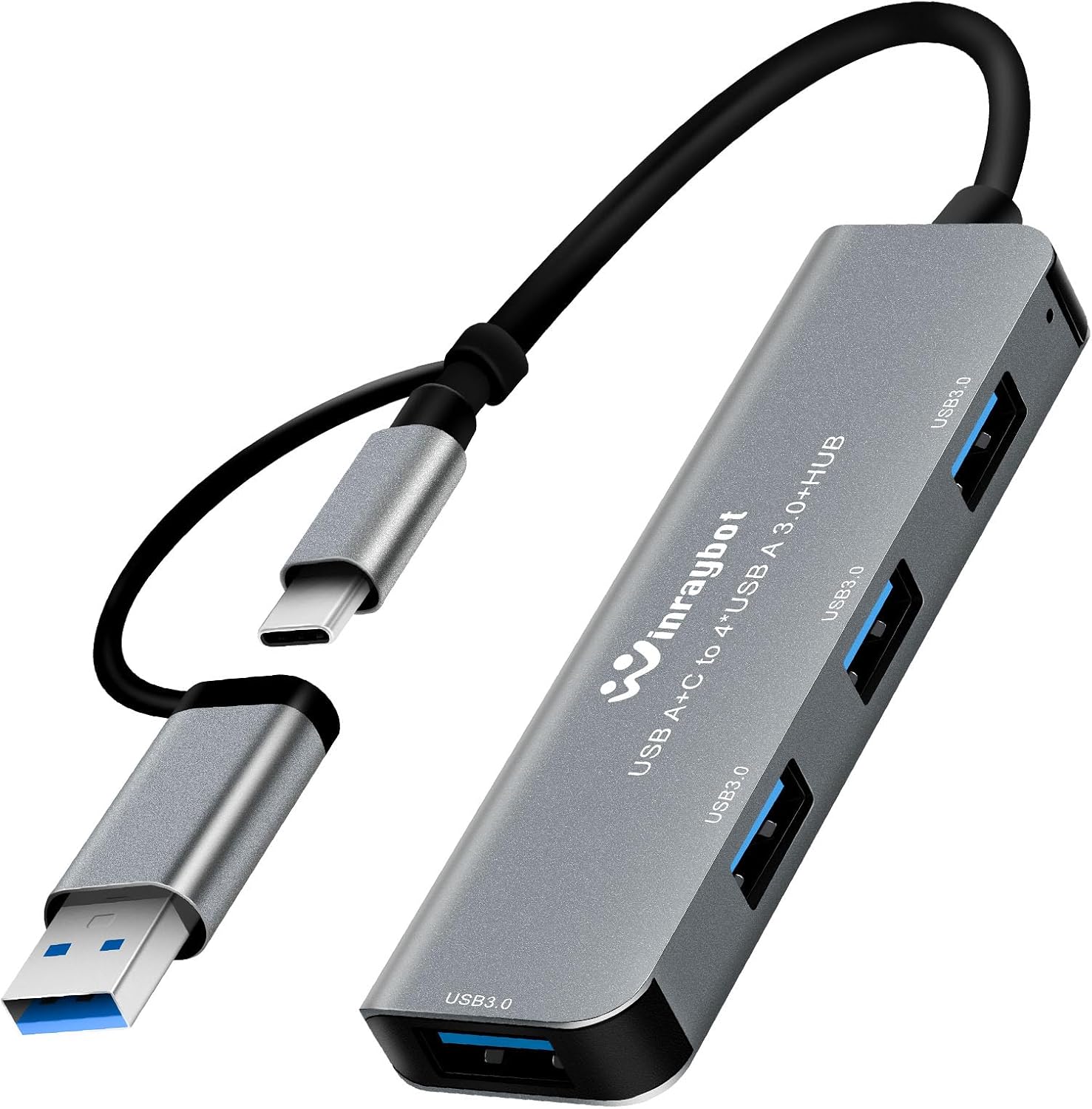 HRTGFD-USB hub Splitter for Laptop,USB hub 1to4,USB 3.0 Splitter USB c hub,3.0 HUB Port Expander (USB 3.0 HUB-Silver)