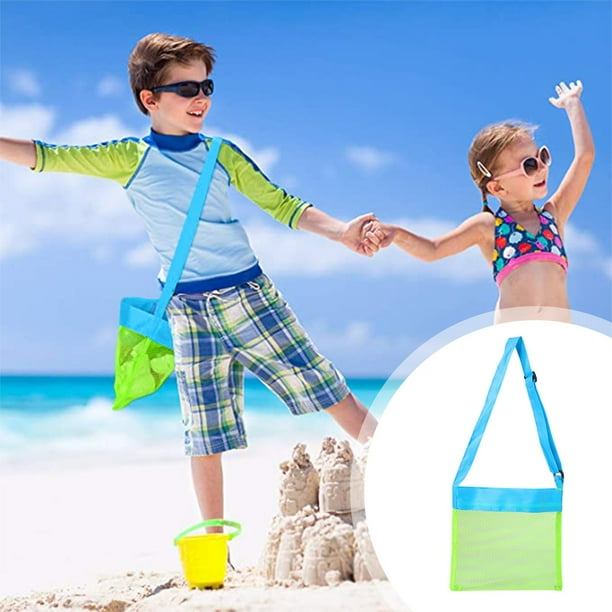 Bolsa para Juguetes de Playa, Gran Capacidad, Malla Transpirable, Cierre de Cremallera, Nailon Ligero, Ideal para Arena, Piscina y Deportes Al Aire Libre, Tamaño Compacto (22 X 17 X 1 Cm).