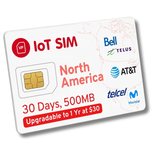 SIM IoT VOICEPING prepago de 30 días con 500 MB de datos para Norteamérica
