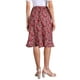 thumbnail image 2 of Faldas midi florales para mujer Inspire Chic, con volantes, cintura alta, fluida, en línea A, con abertura, longitud a la rodilla, S, rojo oscuro, 2 of 6