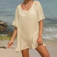 thumbnail image 4 of QIPOPIQ Robes de Plage pour Femmes Manches Courtes Col en V Couverture de Bikini d'Été Robe à Lacets Offres 2023, 4 of 5