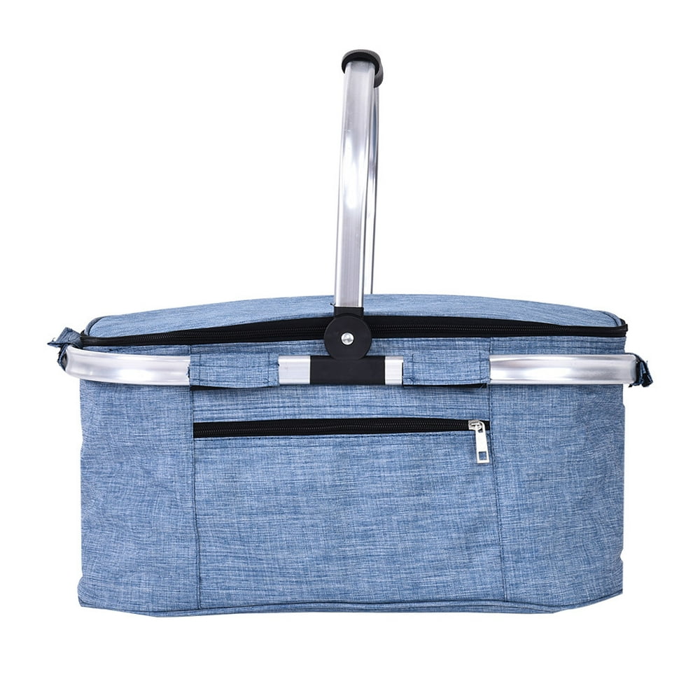 Collapsible Cooler Bag Insulated Picnic Basket Shopping Basket Pcnic Bag