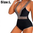 thumbnail image 3 of Traje de baño de una pieza para mujer QQDD con escote en V pronunciado y diseño calado., 3 of 5
