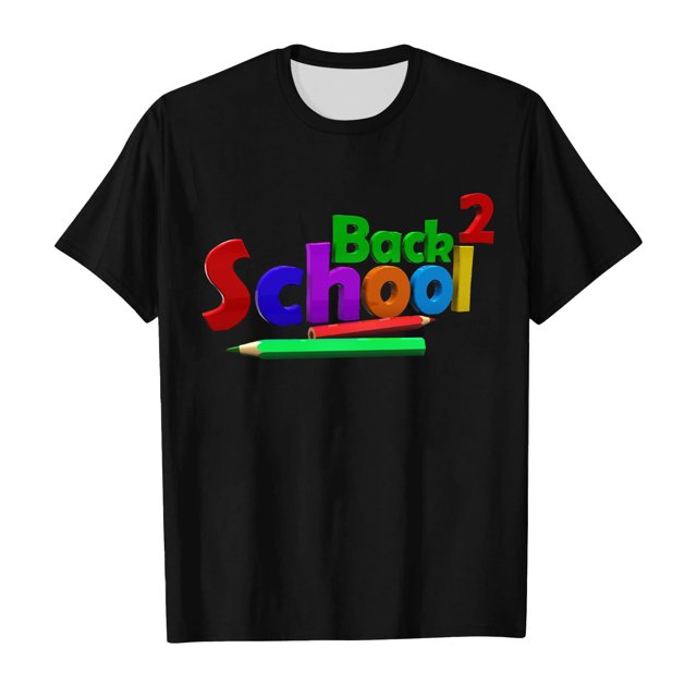 TIEVOSA T-Shirt pour Filles Saison Scolaire Été Manches Courtes Doux et Confortable Imprimés Rentrée des Classes Style Décontracté pour 11-12 Ans