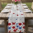 thumbnail image 4 of Red Blue Floral Table Runner 72 Inches, Independence Day Flowers Grey Wooden Bed Runner Dresser Scarves Tabletop for Indoor Outdoor Parties/Ceremony/Banquet, 14" x 72", 4 of 9