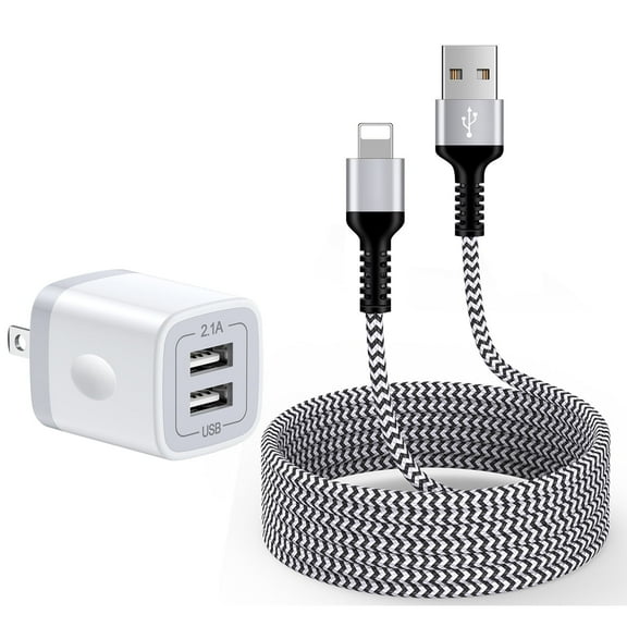 Compatible for iPhone Charger Fast Charging,2Port USB Wall Charger with 6FT Charging Cord,USB Brick Cube Wall Adapter Power Base Charging Station Compatible for iPhone 14 13 12 Pro Max,iPad, White