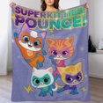 thumbnail image 1 of Manta de dibujos animados SuperKitties, súper suave, acogedora y cálida manta de felpa para niños y niñas, mantas de franela ligeras y difusas para sofá, cama, viajes, camping, regalos de 40 x 30, 1 of 8