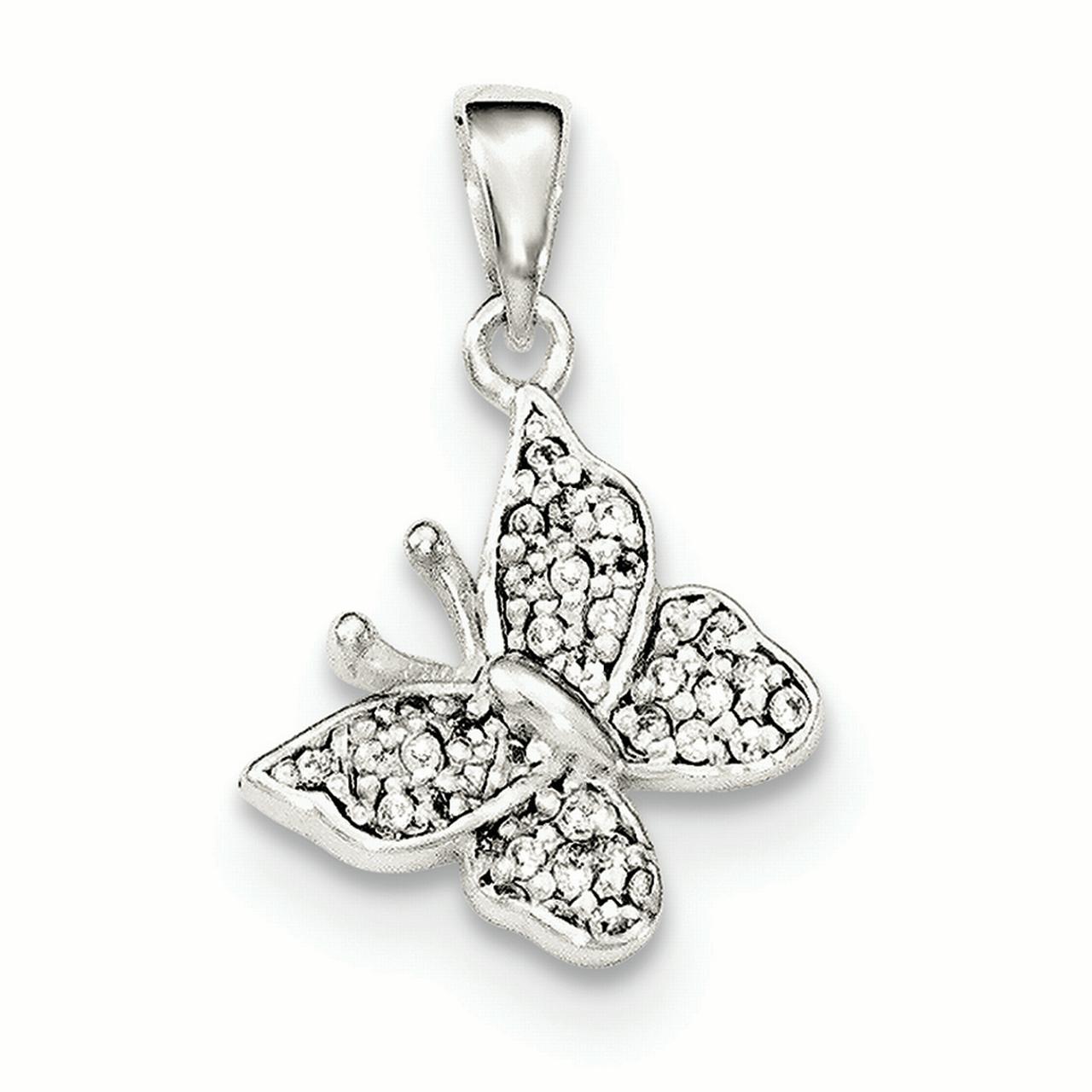 Pendant Animal .925 Sterling Silver CZ Butterfly Charm Pendant