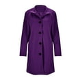 thumbnail image 5 of Women's Long Coats Single Breasted Pea Coat Winter Casual Blazer Jacket Trench Coat Purple S, 5 of 9