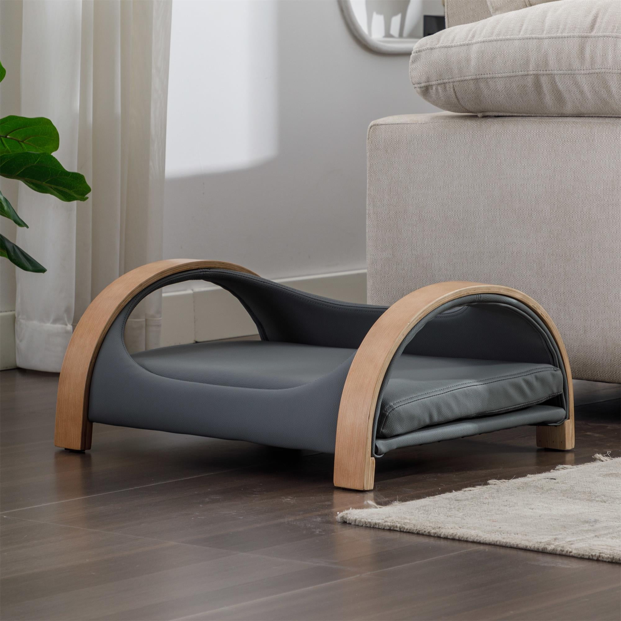 Pefilos 23" Pet Sofa Dog Bed with Removable Cushion and Wood Style Leg for Dog and Cat, Dark Gray Pefilos 23" Pet Sofa Dog Bed with Removable Cushion and Wood Style Leg for Dog and Cat, Dark Gray