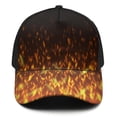 thumbnail image 2 of Adjustable Baseball Cap, Spliced Print Trucker Hat for Men & Women, Breathable Cotton Blend, Flame, 2 of 3