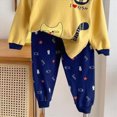 thumbnail image 5 of TOWED22 Toddler Newborn Boy Clothes 2Pcs Long Sleeve Print Cotton Pullover Top Elastic Waist Pants Fall Winter Outfits(Light Yellow,3-4 Y), 5 of 5