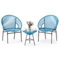 thumbnail image 2 of Costway 3PCS Patio Acapulco Furniture Bistro Set Plastic Rope Glass Table Turquoise, 2 of 10
