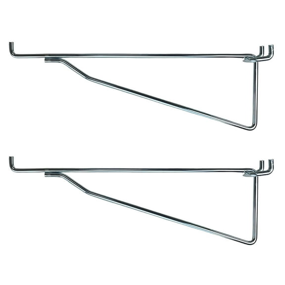 (2 Pack) Metal 10 Inch Mega Shelf Bracket Garage Hanger for 1/8"  1/4" Pegboard