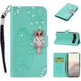 thumbnail image 4 of for Google Pixel 7 Case with Credit Card Holder, Glitter Bling Diamond PU Leather Wallet Phone Case Flip Folio Book Cover for Google Pixel 7 Owl Green, 4 of 16