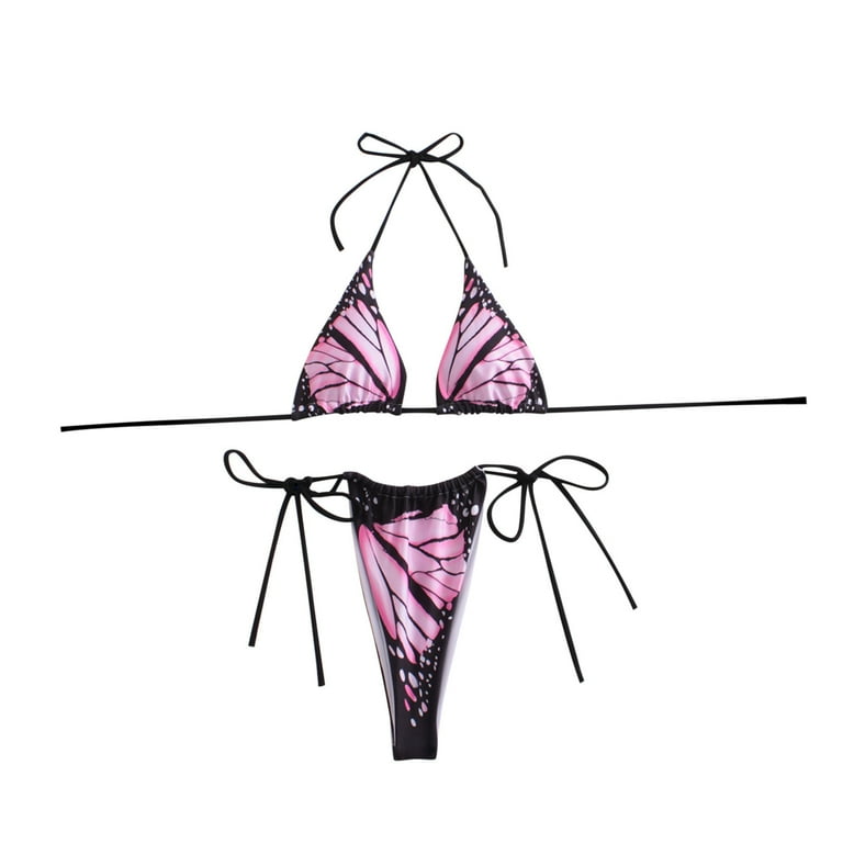 ZQGJB Womens Trangle Bikini Set Cute Butterfly Print Push Up