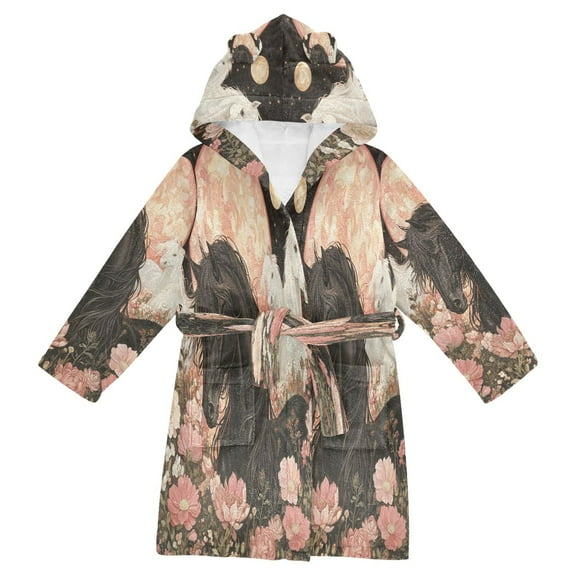 BZSMCE Bathrobes Belt Hooded Equine Moonlight Creative Pattern