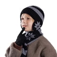 thumbnail image 1 of Children's Winter Warm Wool Lined Hat Scarf Gloves Set Soft Cozy Knitted Accessories for Cold Weather, 1 of 4