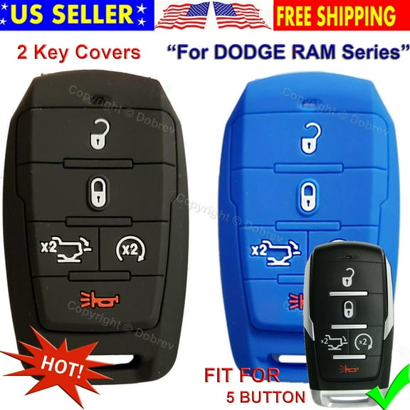 5B Silicone Cover Entry Fob Case Skin Holder for Dodge Ram 1500 Truck 2020 Key