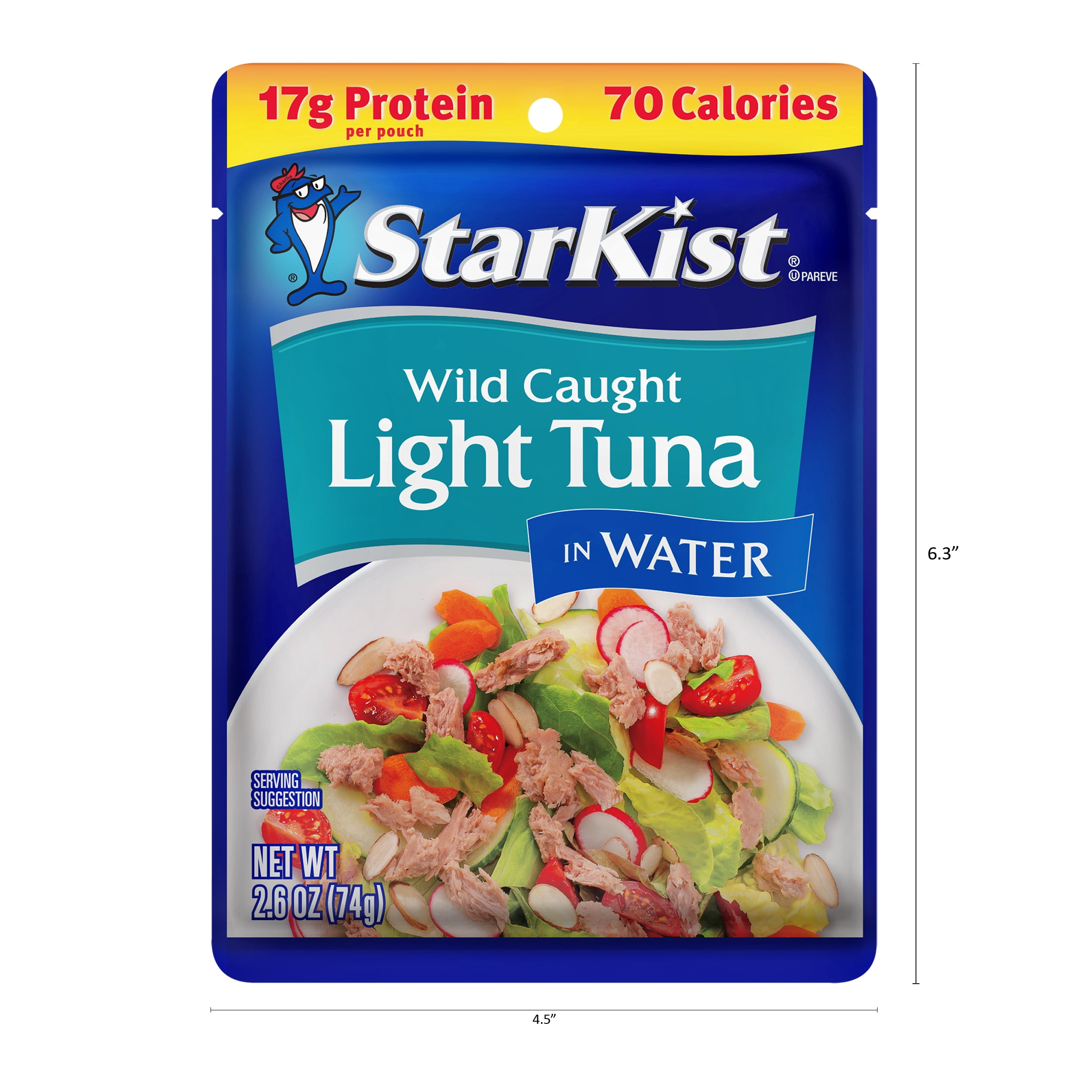StarKist Light Tuna in Water, Wild Caught, 17g Protein, 2.6 oz Pouch