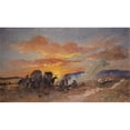 thumbnail image 2 of Frank Buchser 14x10 Black Ornate Wood Framed Double Matted Museum Art Print Titled: Campfire at Sunrise in the Laramie Plains (1866), 2 of 5