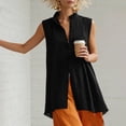 thumbnail image 6 of TGSLY Women's Mandarin Collar Tank Tops Lightweight Soft V Neck Button-Down Sleeveless Shirts Oversized Fit High-Low Hem Solid Color Tunic Blouses L, 6 of 10