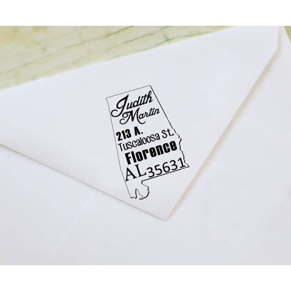 Custom Alabama State Map Return Address Rubber Stamp Self Inking Personalized Stamper By Printtoo