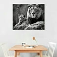 thumbnail image 2 of JRXY Lion and Lioness Canvas Wall Art Black and White Lion Poster Wild Animal Art Lion Wall Pictures African Lion Canvas Wall Art Modern Animal Pictures for Living Room Bedroom Office  20x16in, 2 of 4