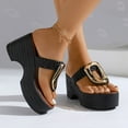 thumbnail image 2 of Chunky Heeled Flip Flops for Women 2025 Trendy Punk Buckle Platform Wedge High Heel Thongs Slip on Sandals, 2 of 7