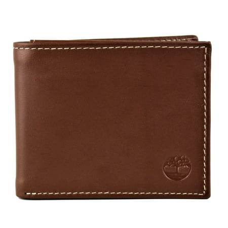 Men's Timberland Brown Hunter Passcase Stitch Bifold Fold Smooth Leather Wallet