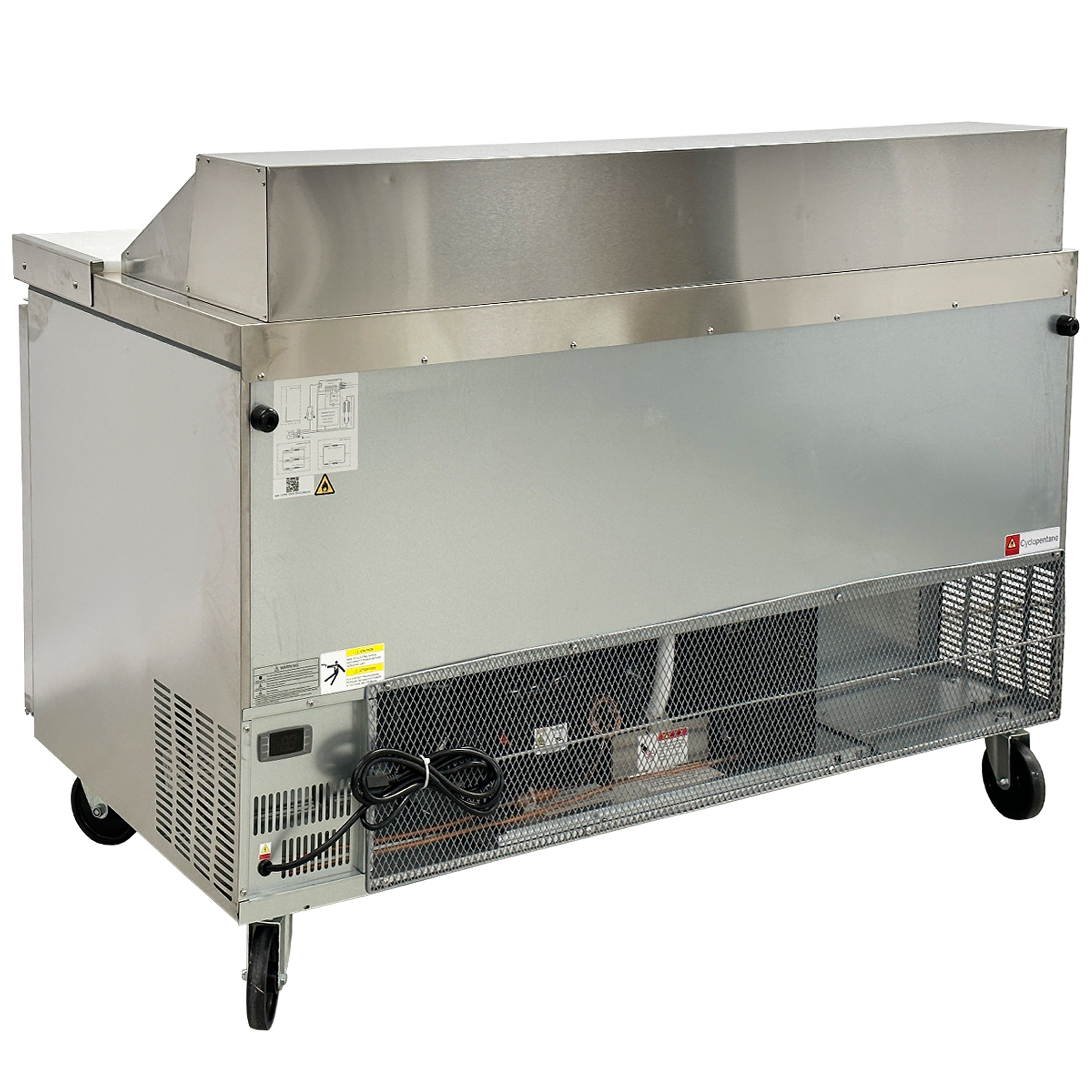 60" Sandwich Prep Table Refrigerator – 2-Door Commercial Stainless Steel with 16 GN Pans, Digital Temperature Control, R290 Refrigerant, 18 Cu.Ft. Lockable Casters