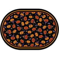 Halloween Oval Tablecloth 60x84 Inch Waterproof Bat Pumpkin Tablecloth Halloween Washable Table Cloth for Party Picnic Dinner Scary Home Decor
