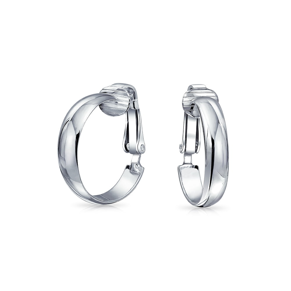 Bling Jewelry - 925 Sterling Silver Hoop Clip On Earrings .75in Alloy