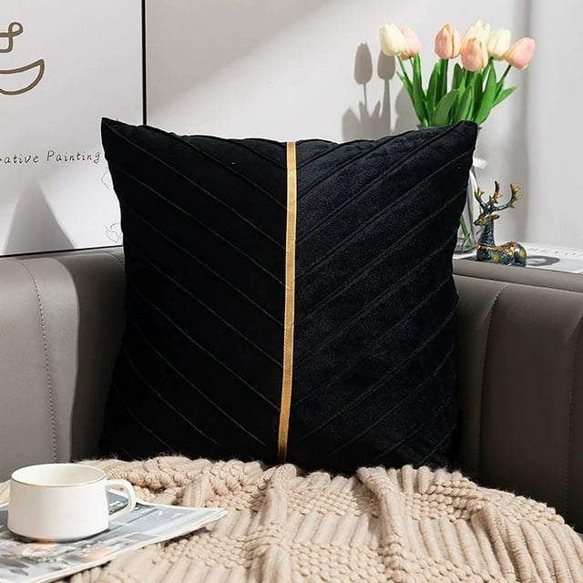 Throw Pillow Cover Decorative Throw Pillow Covers Throw Pillows Covers Velvet Throw Pillow Covers Solid Color Pleated Pillowcase Sofa Cushion Headboard Pillow Office Lumbar Support Waist Protection