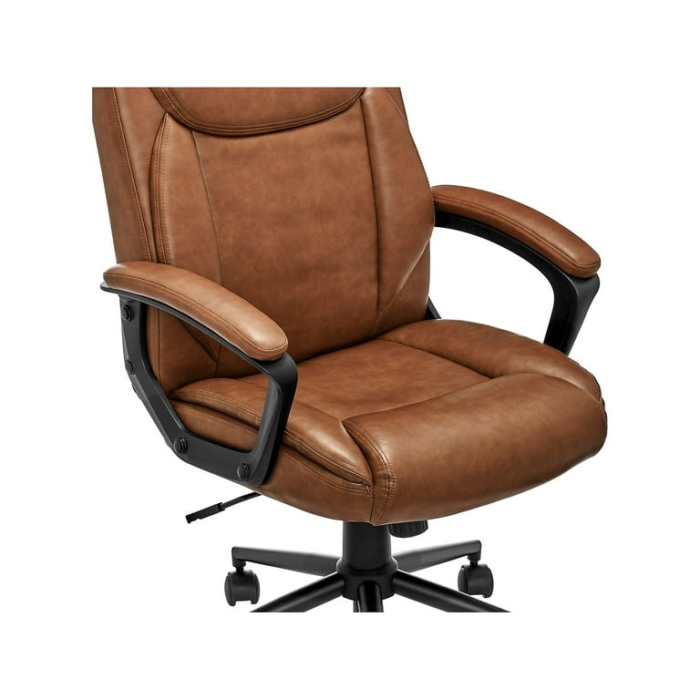 Click365 Transform 1.0 Ergonomic Mid Back Desk Chair Bonded Leather Cognac