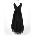 thumbnail image 4 of CHICTRY Girls V Neck Chiffon Wedding Party Dress Pleated High-low Hem Dresses,Sizes 4-16 Black 12, 4 of 7