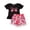 Black, variant on Futezty Girls Summer Outfits, 4th of July Baby Girl Outfits Toddler KIds Girl Clothes Soild Ribbed Ruffle Sleeve Top Floral Prints Bowknot Pants Shorts Headband 3PCs Outfit Set