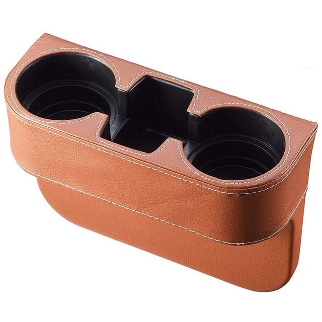 Brown Multifunctional Car Cup Holder Car Seat Organizer Gap Filler Bottle Phone Storage Organizer