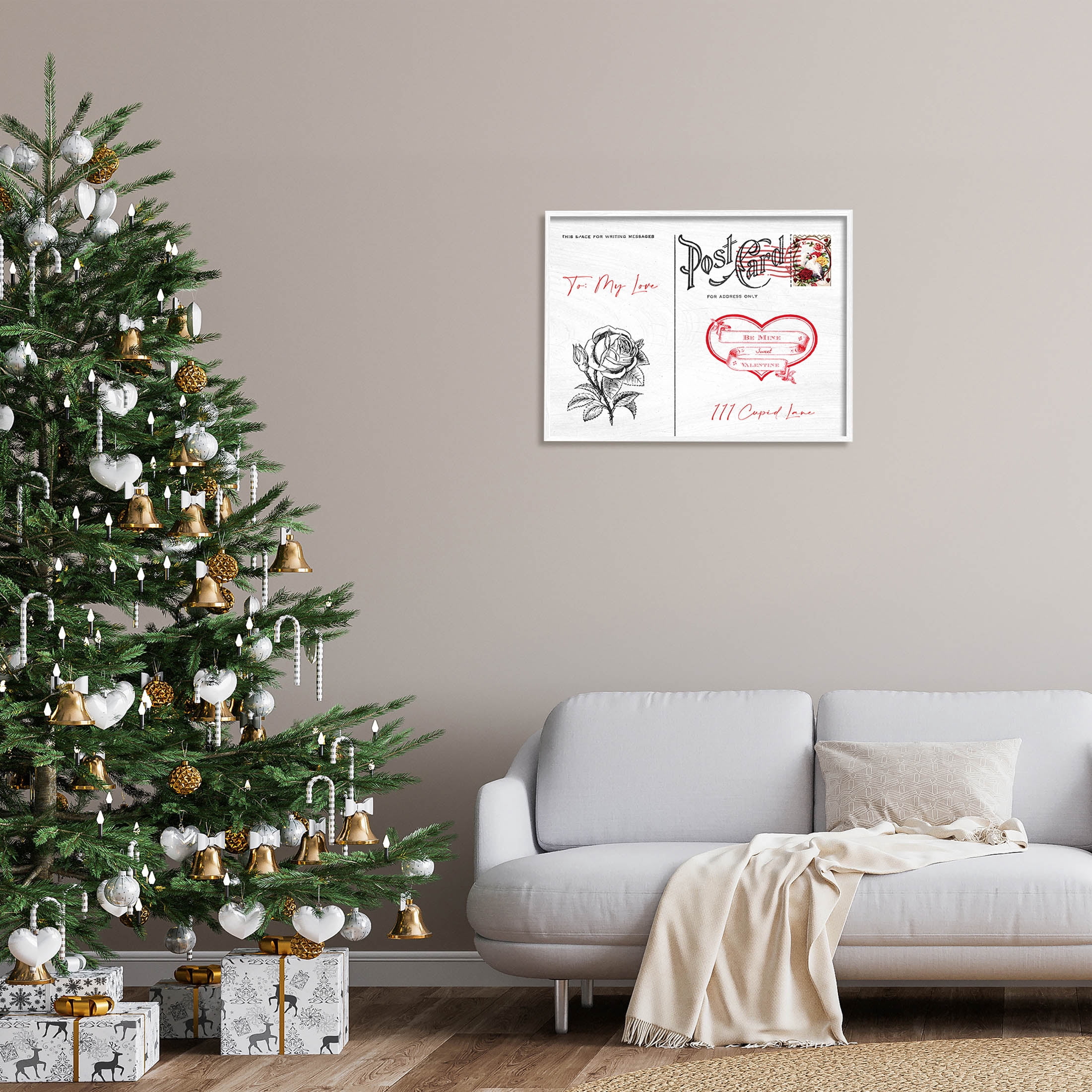 Stupell Industries To My Love Valentines Postcard Graphic Art White Framed Art Print Wall Art, Design by Lil' Rue