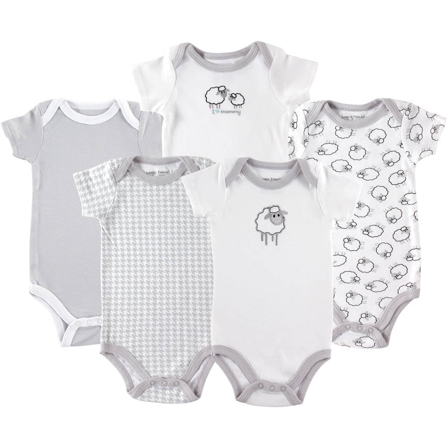 Luvable Friends - Newborn Baby Unisex Bodysuits, 5-Pack - Walmart.com ...