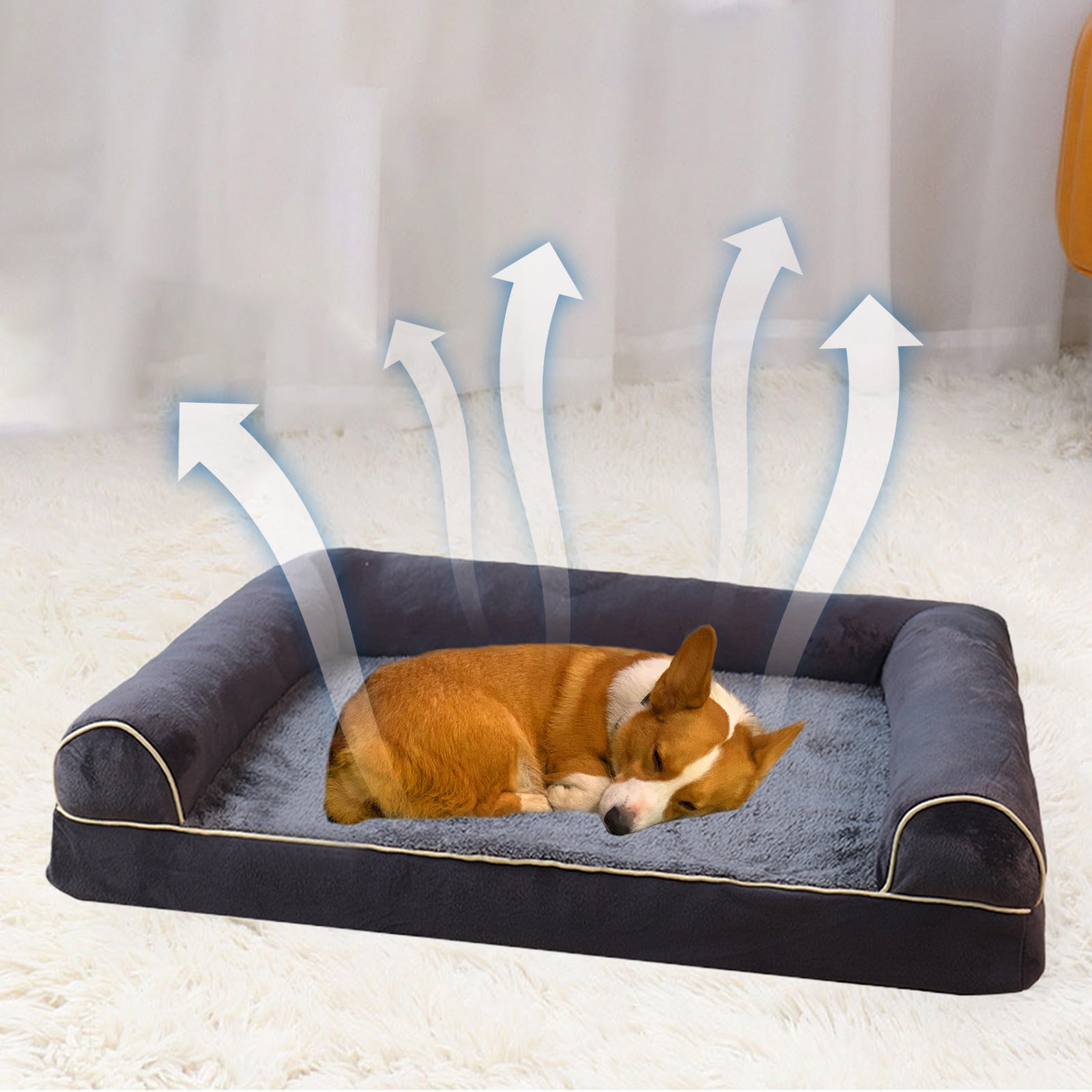 Vadktai Dog Cooling Bed, Summer Sleeping Cool Ice Silk Bed for Small Dogs & Cats, Breathable Washable Pet Beds with Non-Slip Bottom